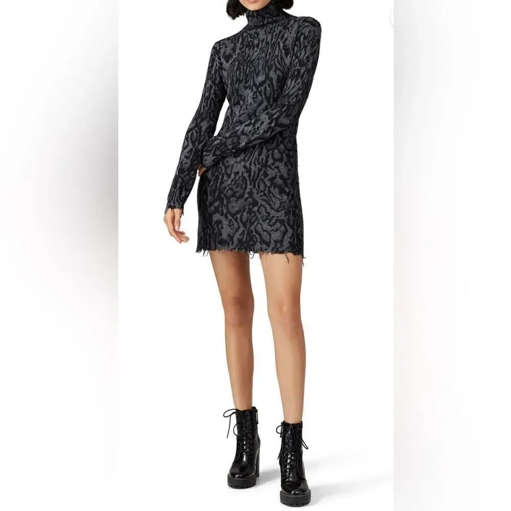 Pam & Gela Ocelot Mock Neck Dress Size Small